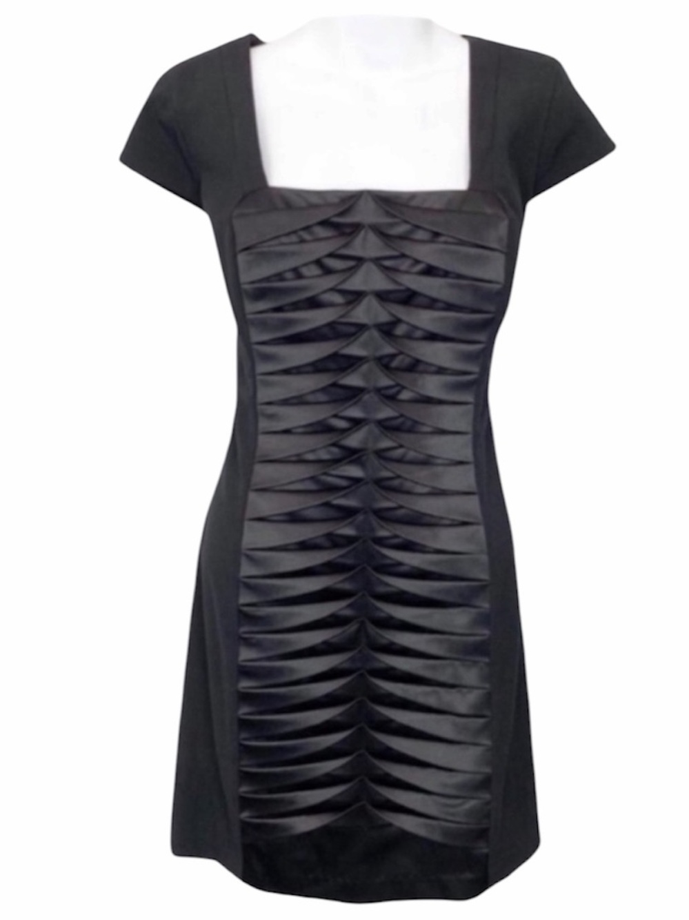 LAUNDRY by SHELLI SEGAL pleated fitted dress 10 black